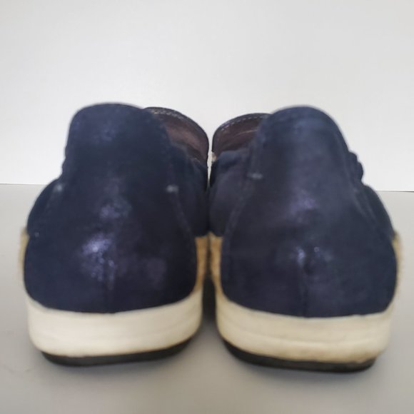 Women's Blue Suede Shoes Loafers Slip On Espadrilles Moccasins Deck Shoes Preppy - Picture 7 of 8